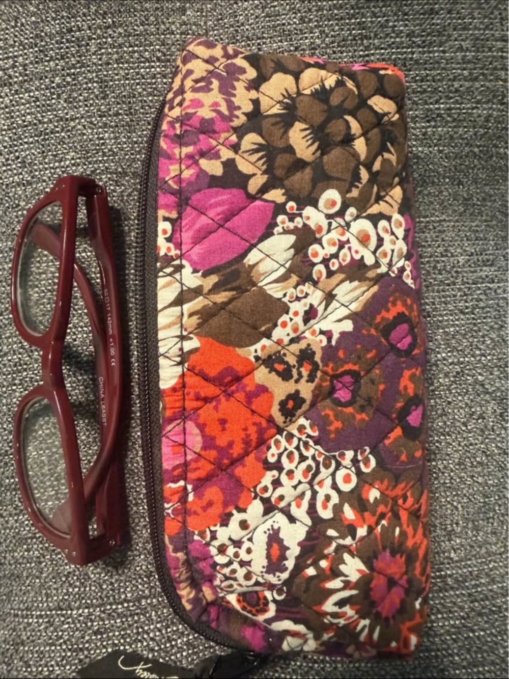 Vera Bradley Quilted Floral Cosmetic Pouch - Pink, Orange & Cream - Picture 2 of 2